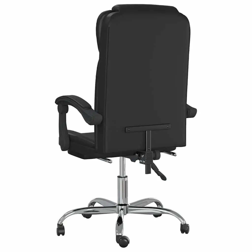 Black Faux Leather Reclining Office Chair Swivel Seat Adjustable Height and Backrest