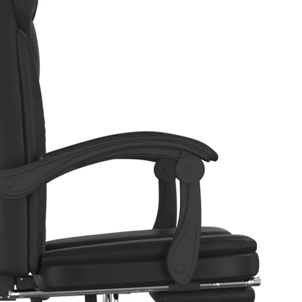 Black Faux Leather Reclining Office Chair Swivel Seat Adjustable Height and Backrest