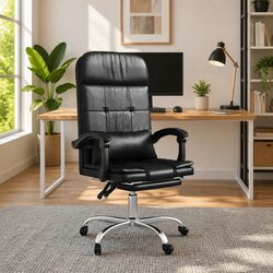 Reclining Office Chair with Massage Function in Black