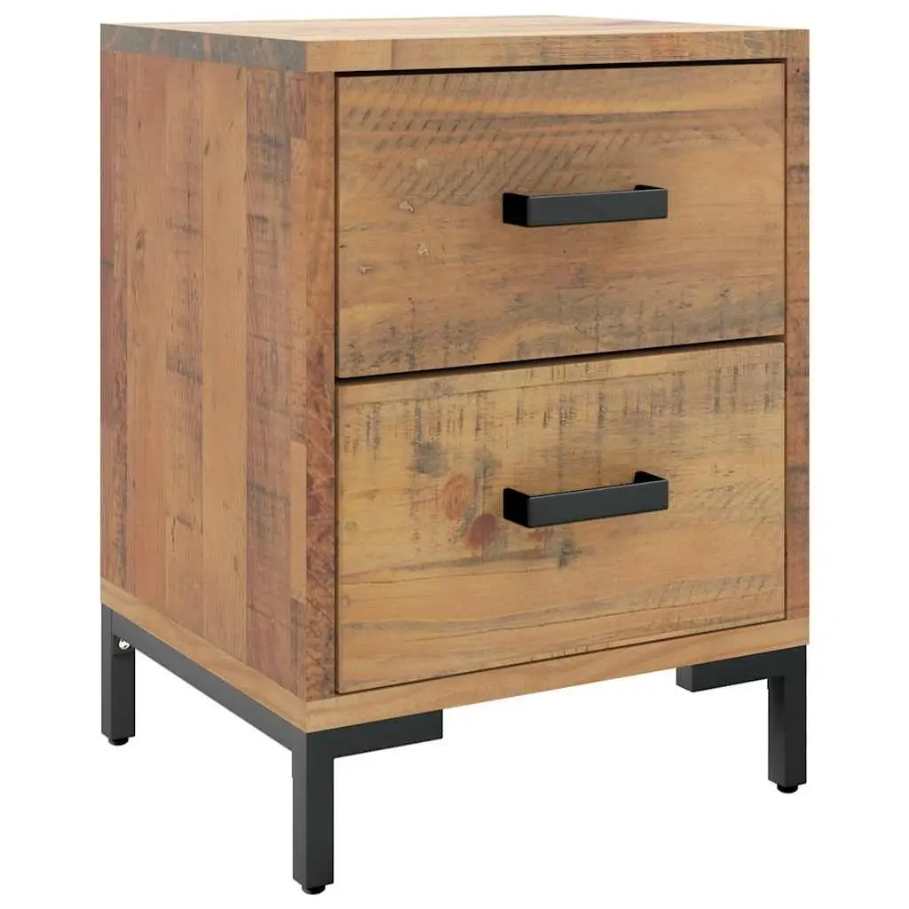 Bedside Table Solid Pinewood Brown Vintage Style with Drawers 36 x 30 x 45 cm