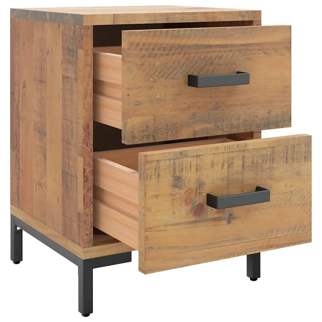 Bedside Table Solid Pinewood Brown Vintage Style with Drawers 36 x 30 x 45 cm