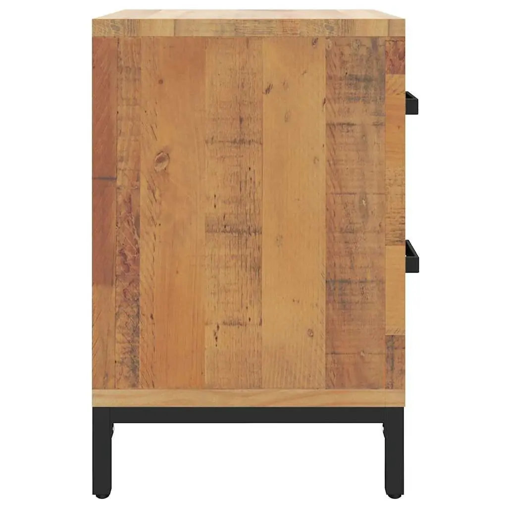 Bedside Table Solid Pinewood Brown Vintage Style with Drawers 36 x 30 x 45 cm