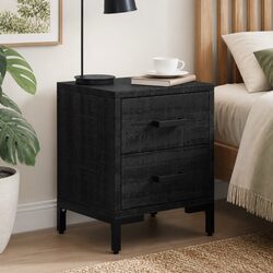 Black Bedside Cabinet with Drawers 36x30x45 cm