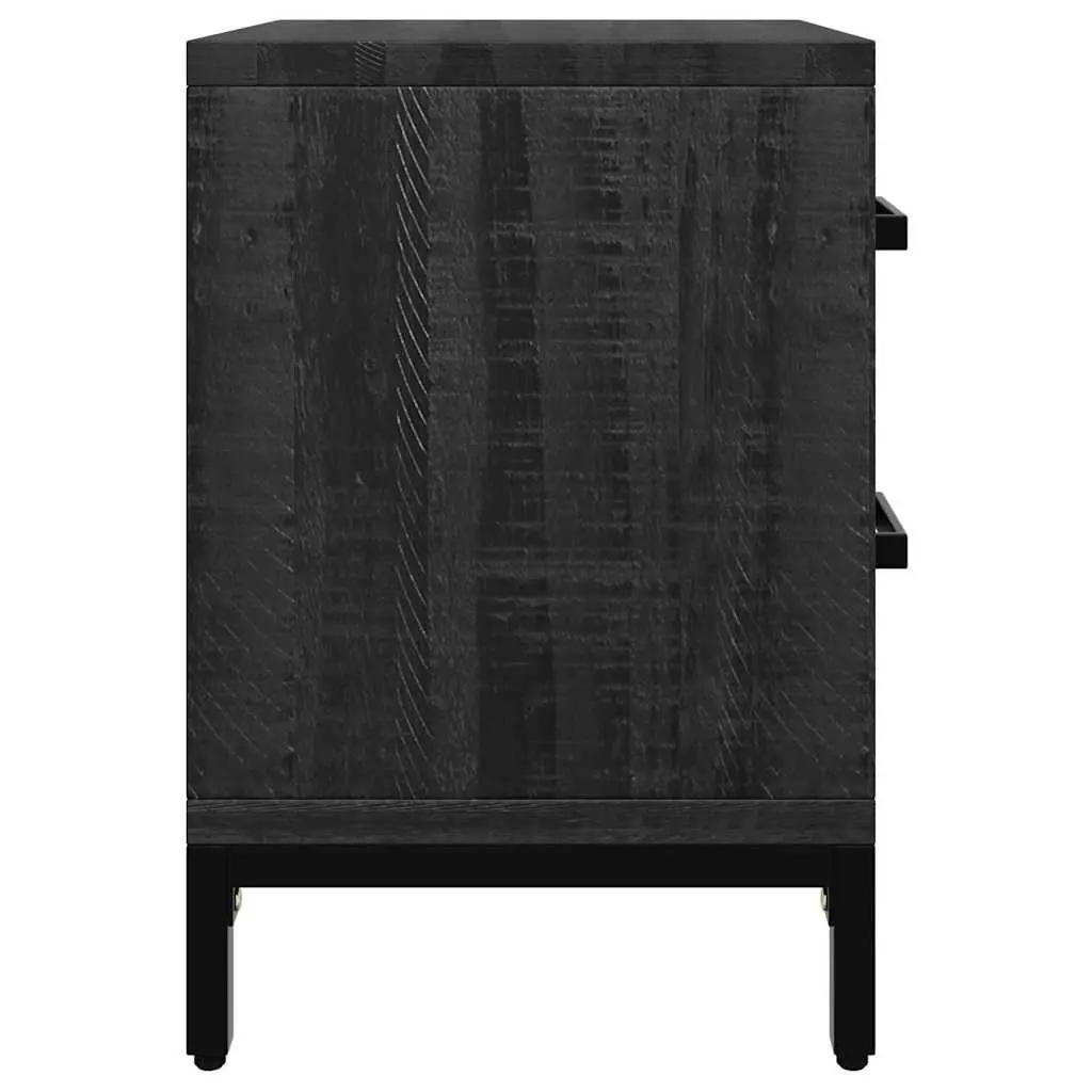 Black Bedside Cabinet Solid Pinewood 36x30x45 cm with Storage Drawers