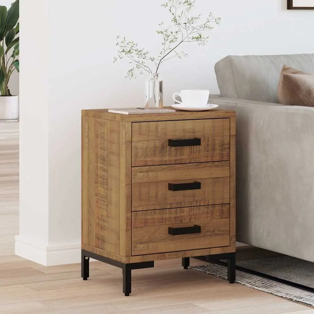 Bedside Table Solid Pinewood Vintage Industrial Brown 40x30x55 cm