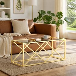 Stainless Steel Glass Top Coffee Table Dimensions 110x45x45 cm
