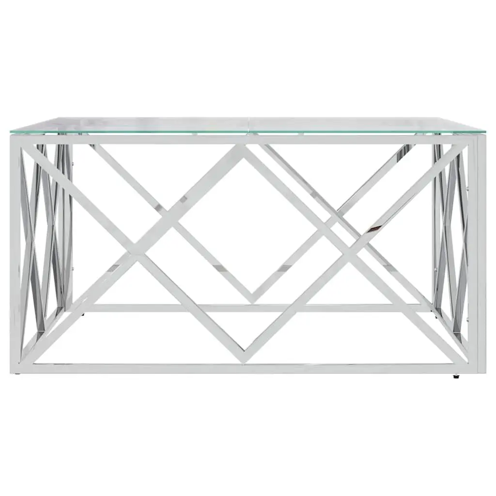 Coffee Table Durable Silver Glass Top 80x80x40 cm
