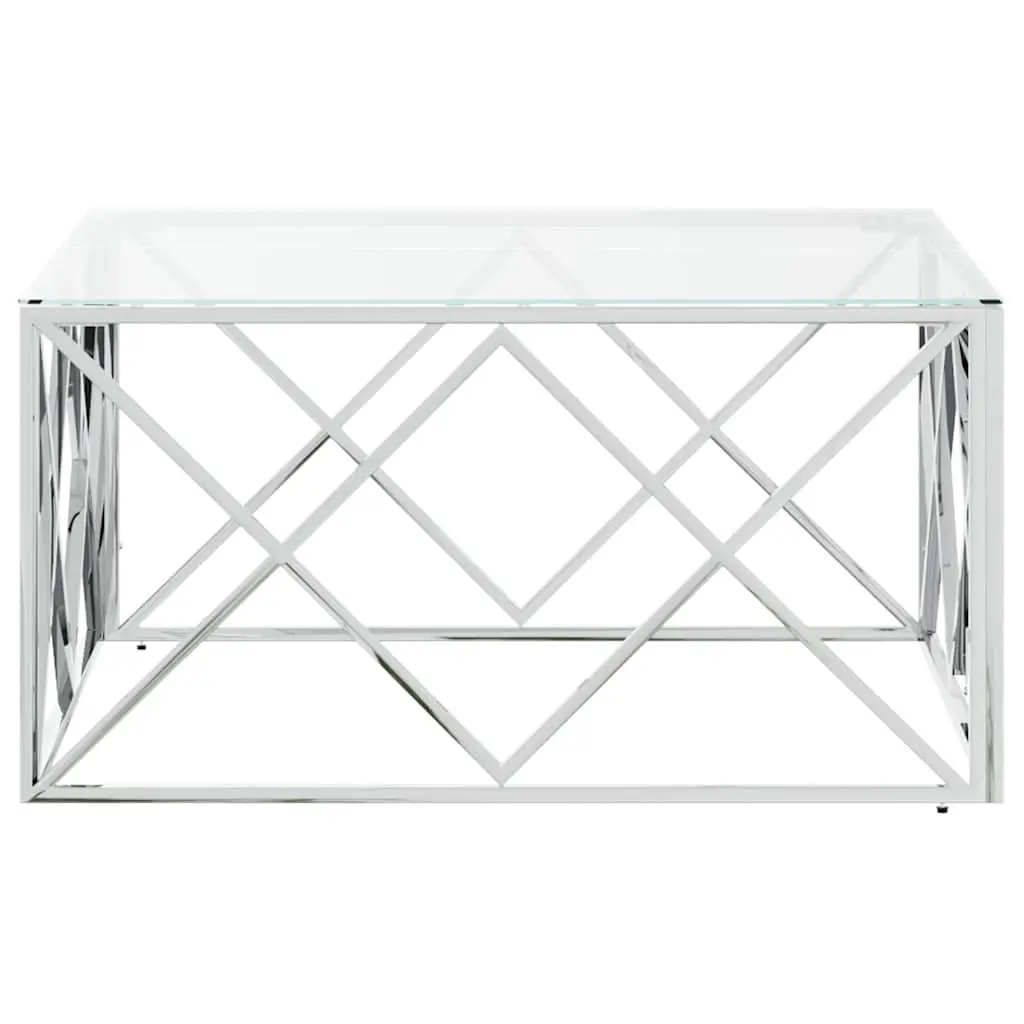 Coffee Table Durable Silver Glass Top 80x80x40 cm