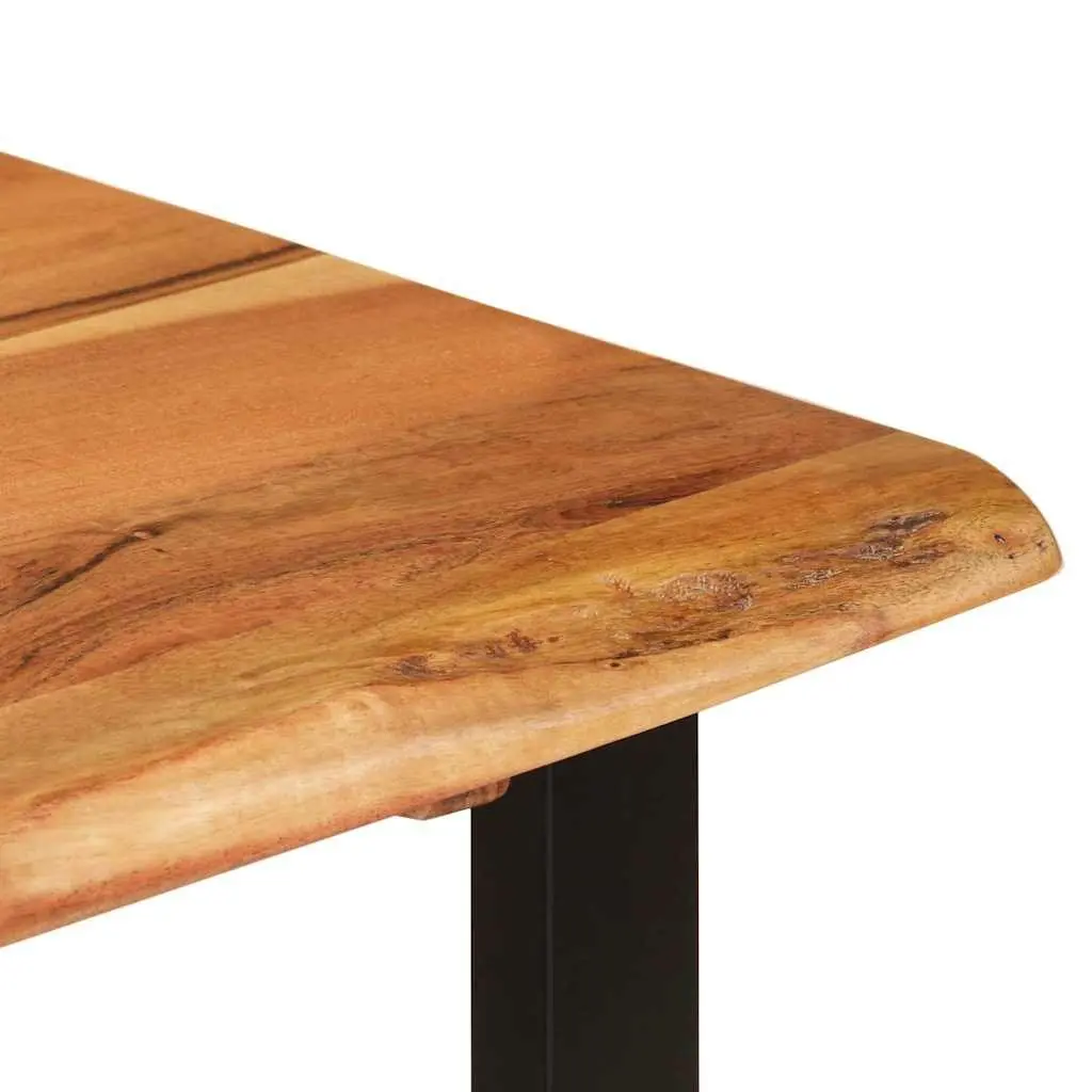 Acacia Wood Dining Table Natural Brown 110x50x76cm Sturdy Iron Legs Kitchen or Dining Room Furniture