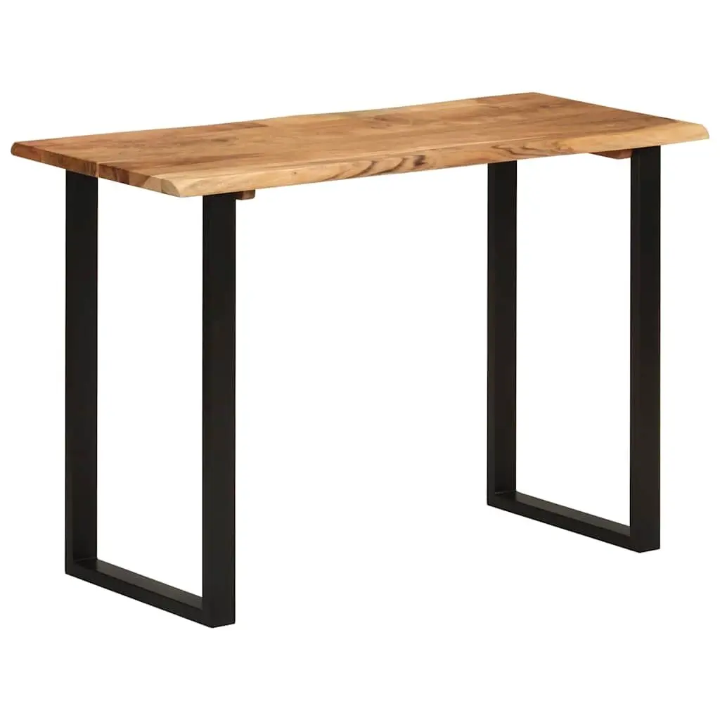 Acacia Wood Dining Table Natural Brown 110x50x76cm Sturdy Iron Legs Kitchen or Dining Room Furniture
