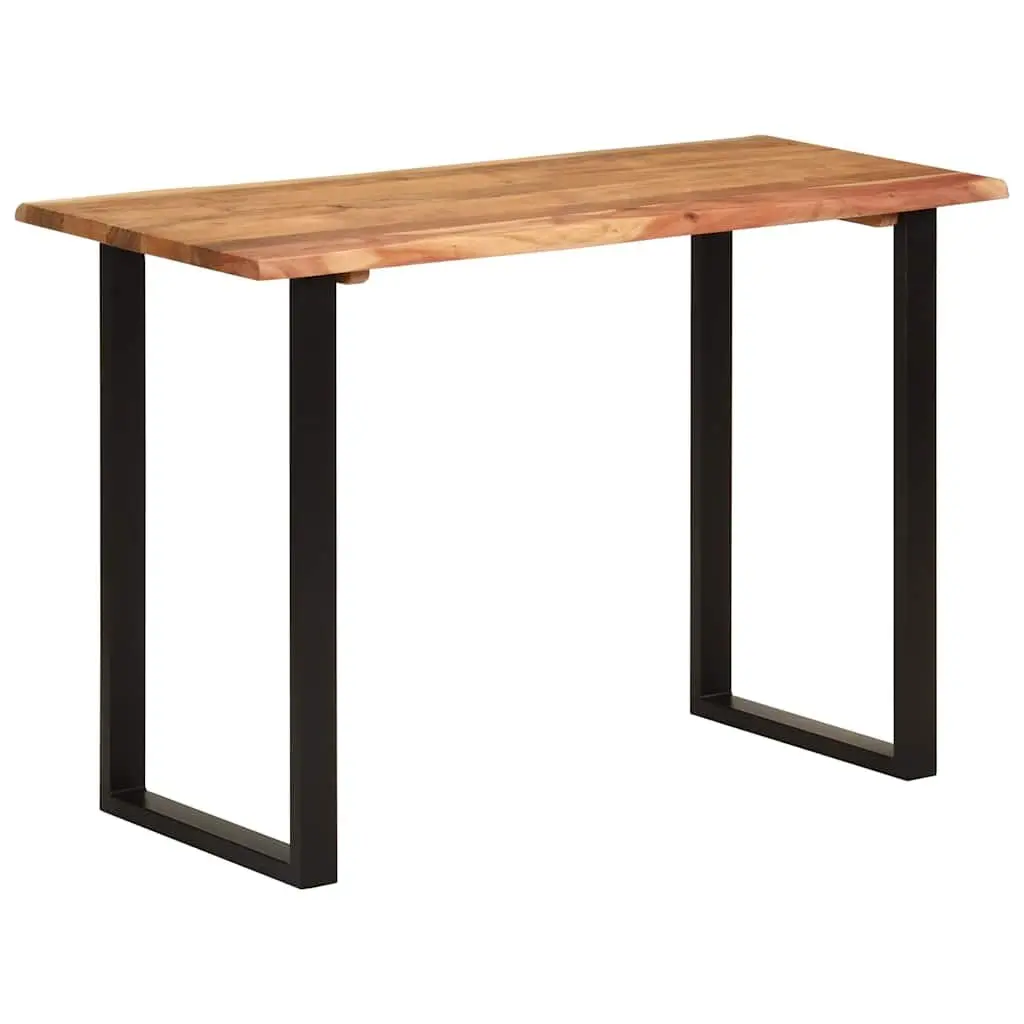 Acacia Wood Dining Table Natural Brown 110x50x76cm Sturdy Iron Legs Kitchen or Dining Room Furniture