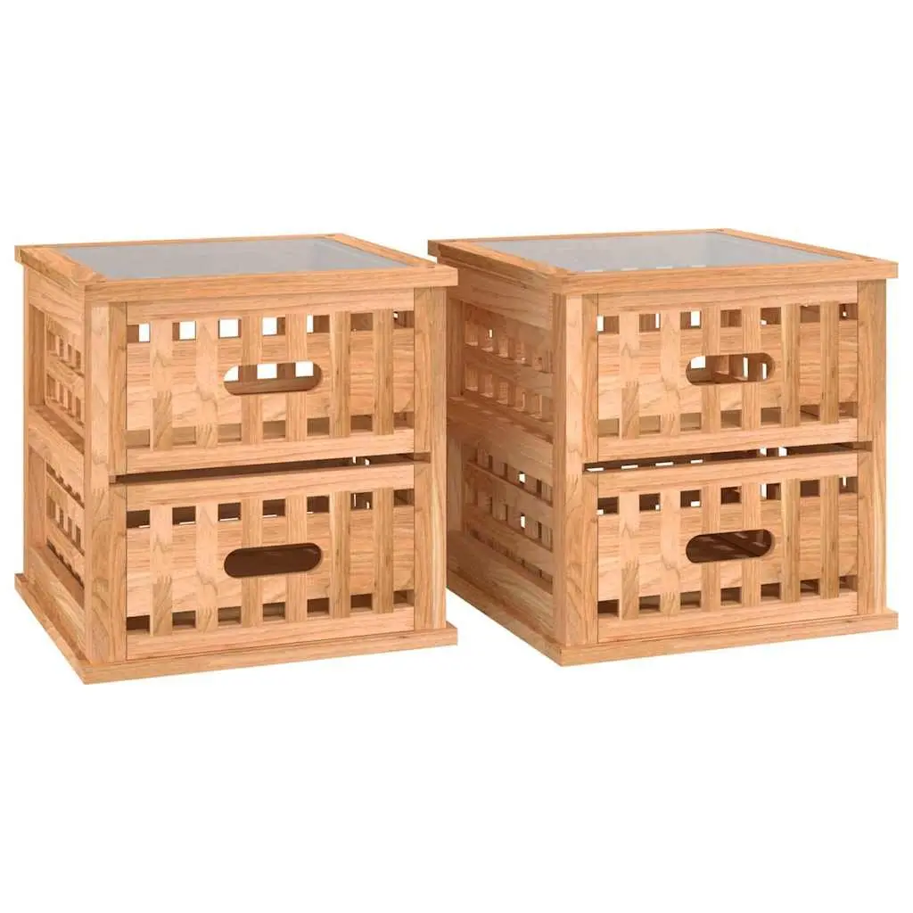 Bedside Cabinets Solid Wood Storage Drawers 34 cm Brown 2 Piece