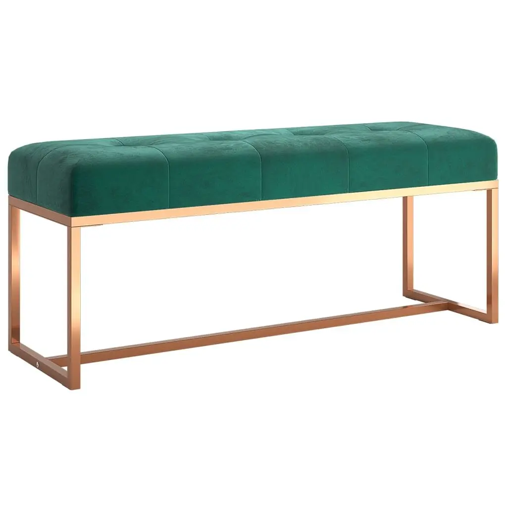 Green Velvet Storage Bench Foam Padded Seat 110 x 36 x 45 cm Multifunctional for Living Room Bedroom or Entryway