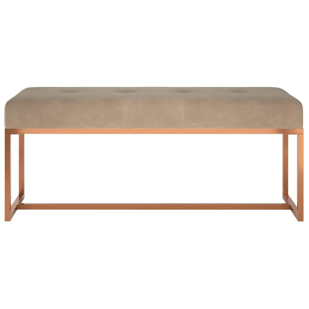 Velvet Bench Padded Storage Seating 110cm Beige