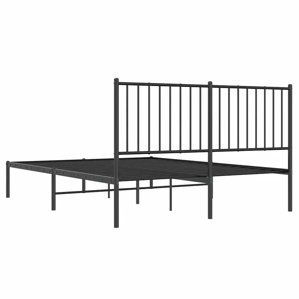 Metal Bed Frame with Headboard 135x190 cm Black