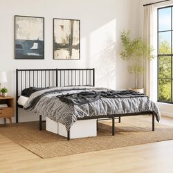Black Metal Bed Frame Queen 150x200cm with Headboard