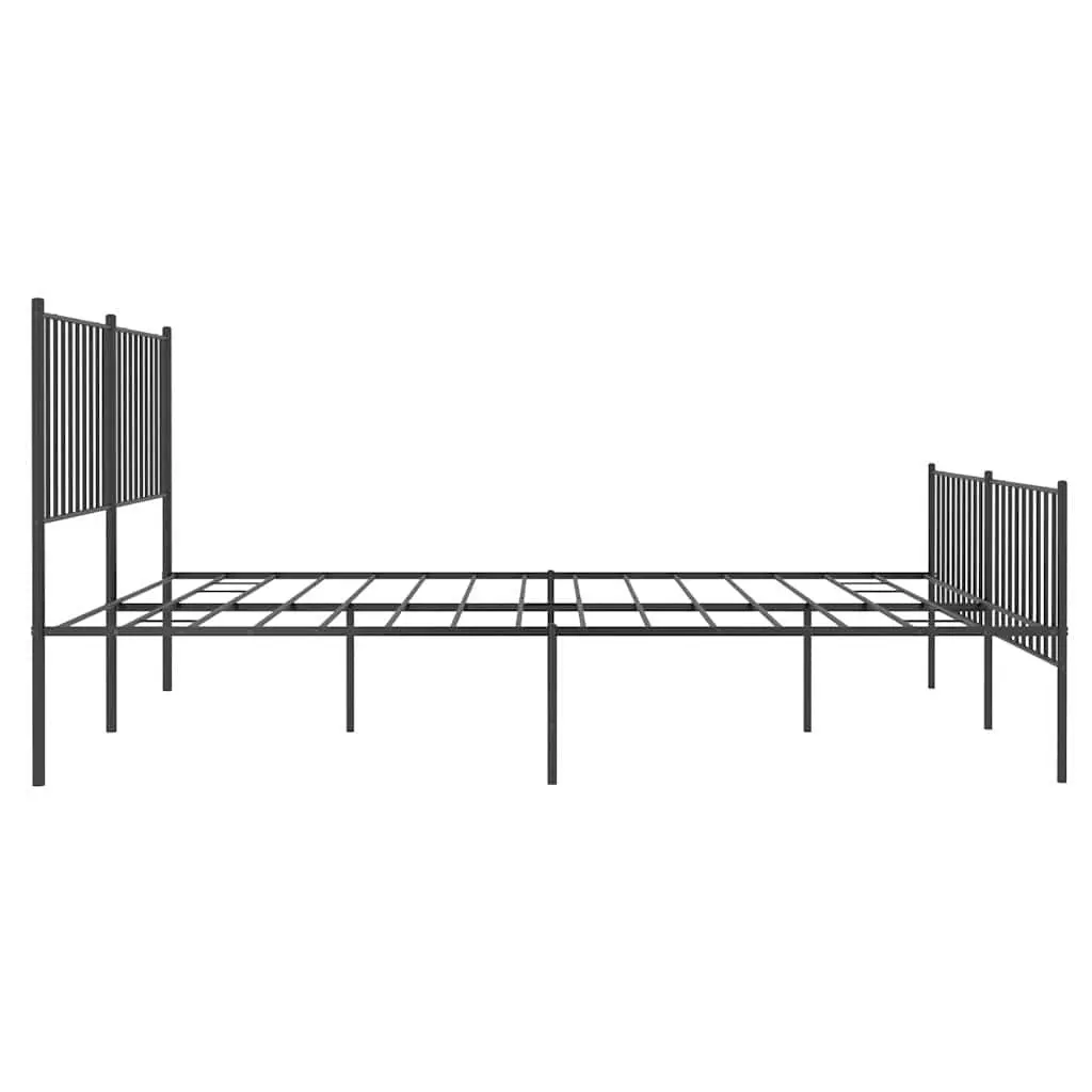 Metal Bed Frame with Headboard and Footboard 150x200 cm Black
