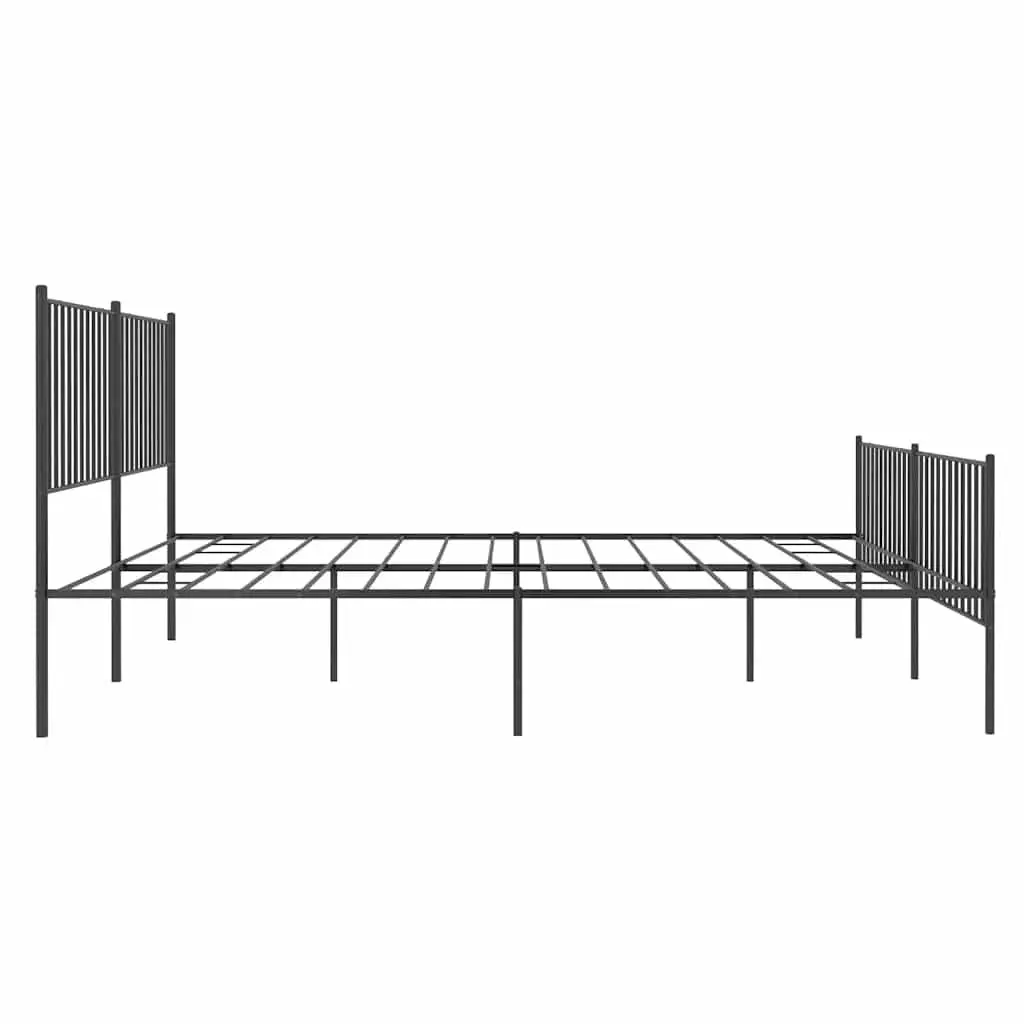 Metal Bed Frame King Size Black Steel with Headboard and Footboard