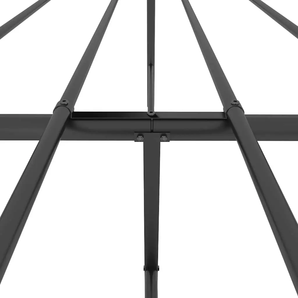 Metal Bed Frame King Size Black Steel with Headboard and Footboard