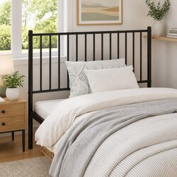 Powder-Coated Steel Black Headboard 107cm Dimensions