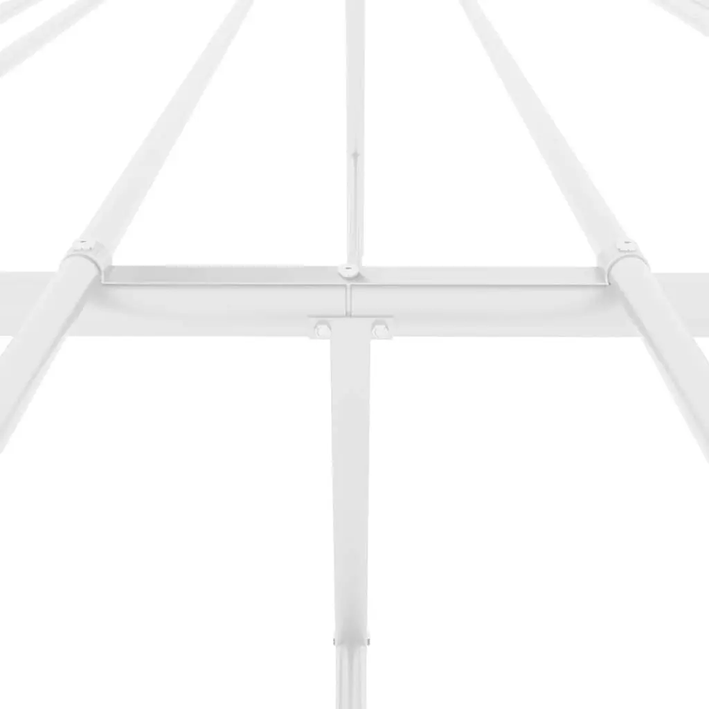 White Metal Bed Frame 150x200cm Slatted Base Durable Steel Structure