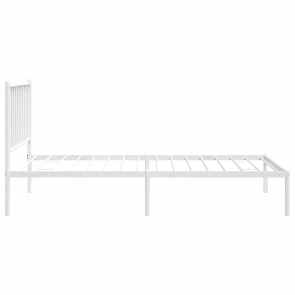 Metal Bed Frame with Headboard Storage White 90x190 cm