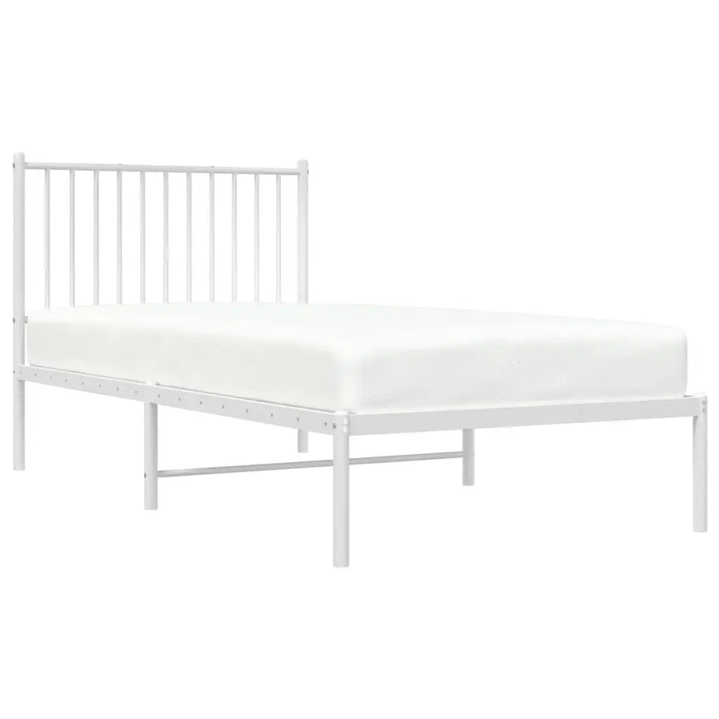 Metal Bed Frame with Headboard Storage White 90x190 cm
