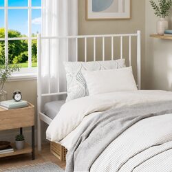 90cm White Metal Headboard with Sturdy Construction