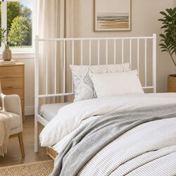 107cm White Metal Headboard with Sturdy Steel Legs