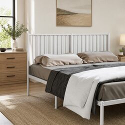 150cm White Metal Headboard with Powder-Coated Steel Frame