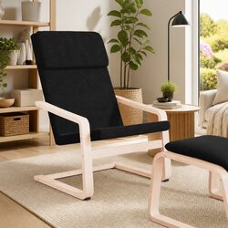 Sturdy Black Fabric Armchair with Padded Seat