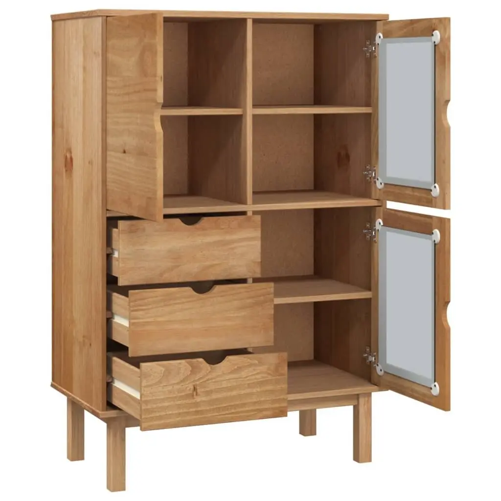 Highboard Solid Wood Storage Cabinet Brown 85x43x125cm