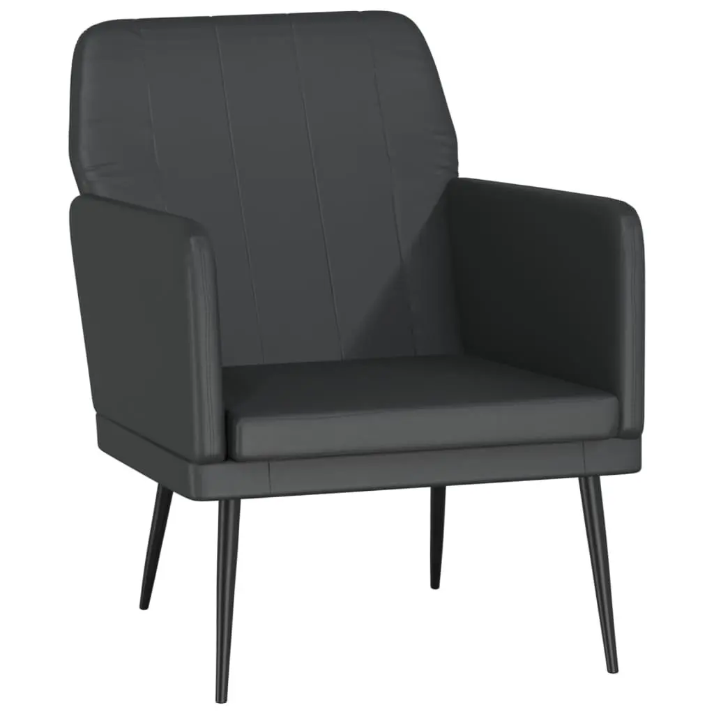 Black Armchair Faux Leather Relaxation Chair Living Room Lounge Seat Padded