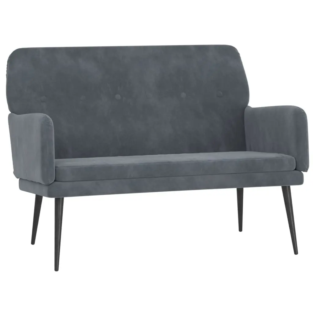 Bench Velvet Padded Seat Dark Grey Upholstered Comfort Living Room Furniture