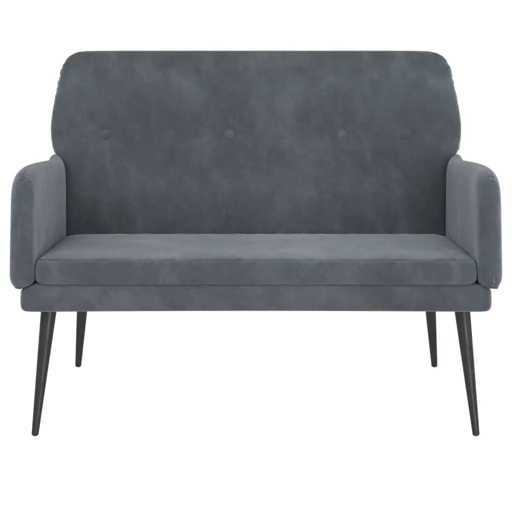 Bench Velvet Padded Seat Dark Grey Upholstered Comfort Living Room Furniture