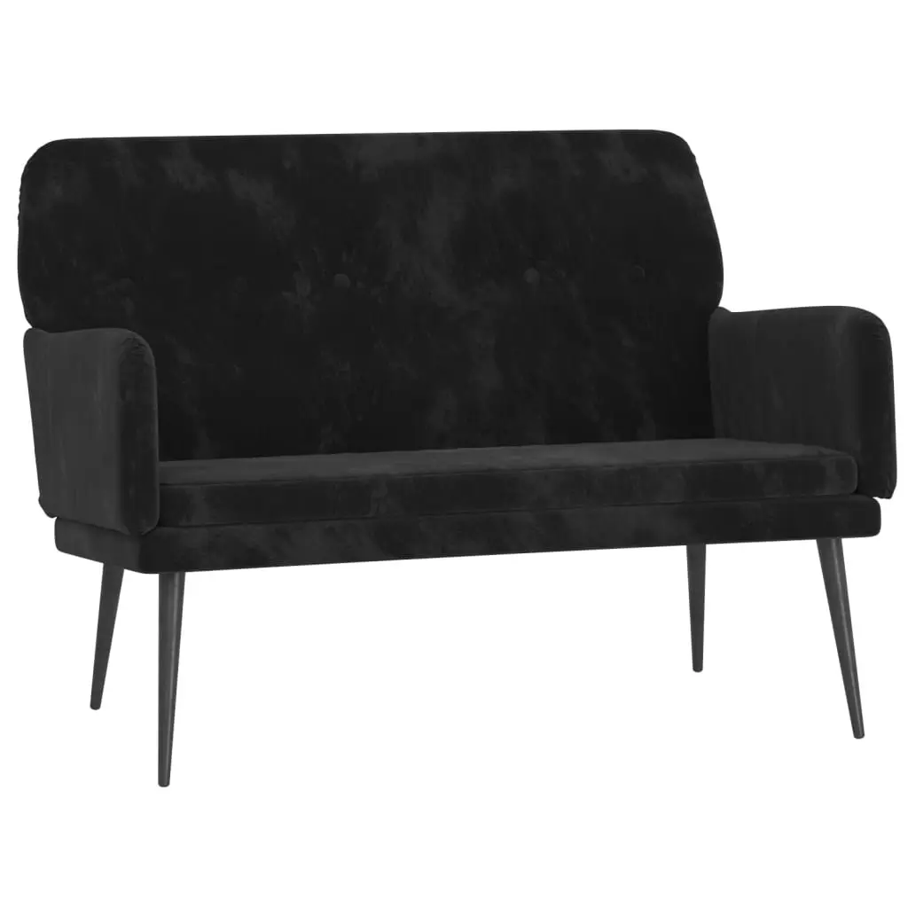 Bench Velvet Upholstered Armrest Deep Seat Black