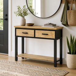 Console Table 110x30x75cm with 2 Drawers and Shelf