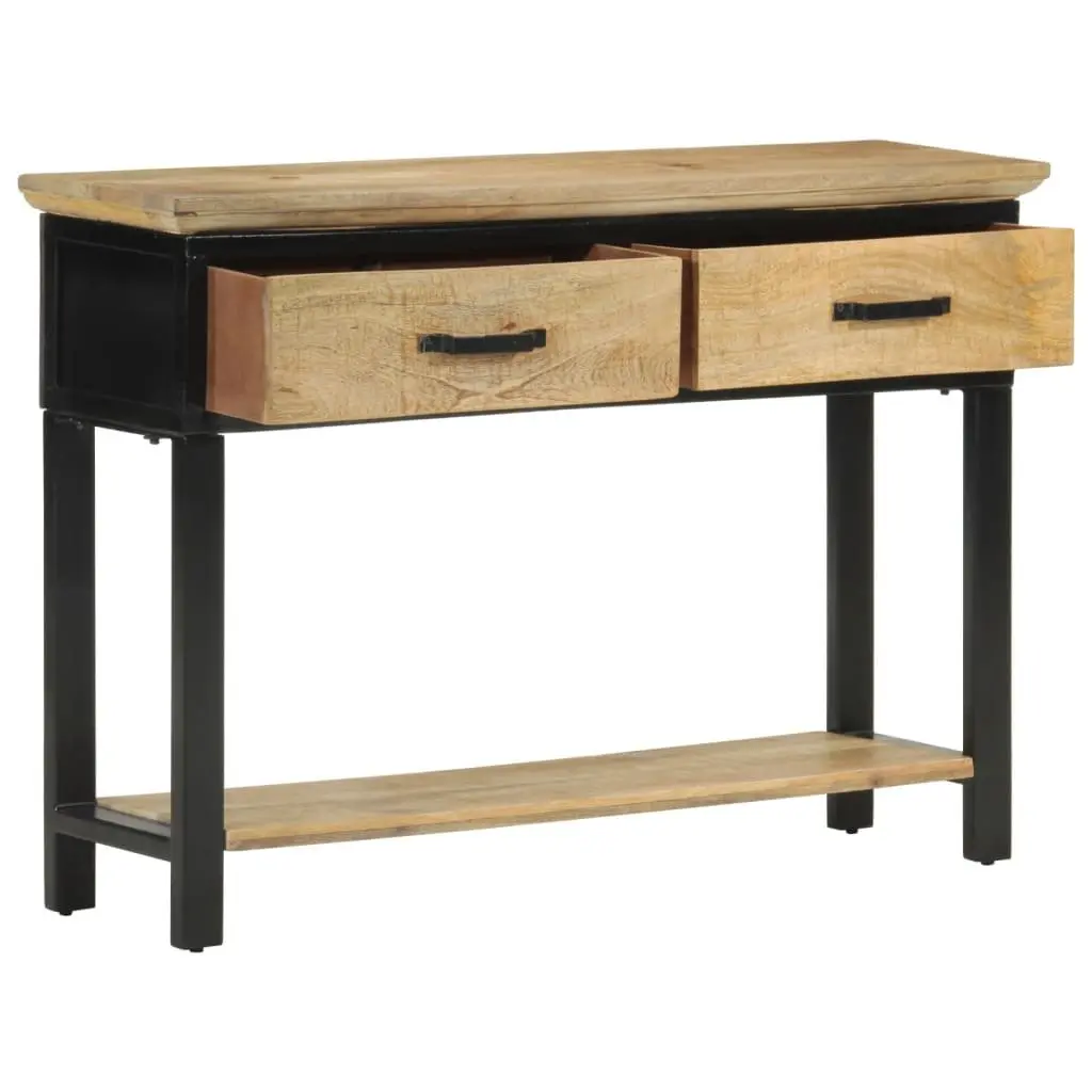Console Table Solid Mango Wood 110x30x75cm Brown 2 Drawers Shelf Storage