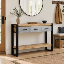 Console Table 110x30x76cm Solid Mango Wood with 2 Drawers