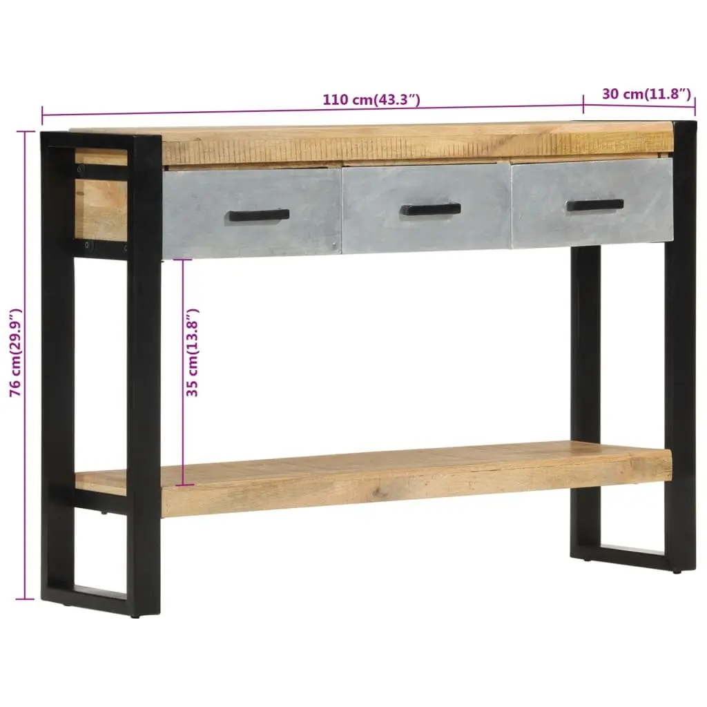 Console Table Solid Mango Wood 110x30x76cm Brown with Drawers