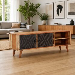 Solid Wood TV Cabinet 112x30x40 cm Acacia Brown Storage Unit