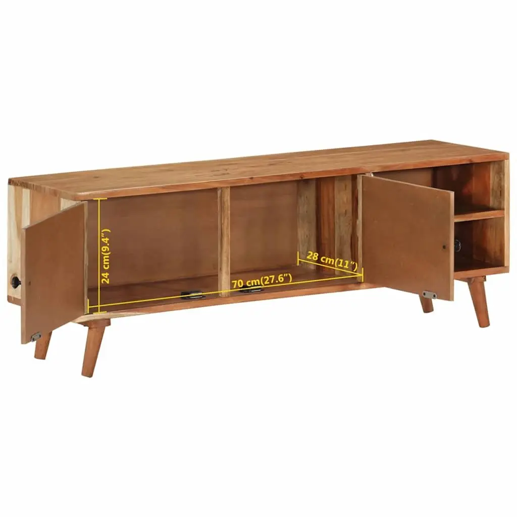 TV Cabinet Solid Wood Acacia Brown 112x30x40 cm Storage Unit