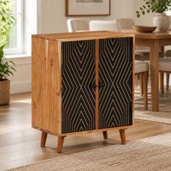 Solid Acacia Wood Sideboard Cabinet with Doors and Compartments