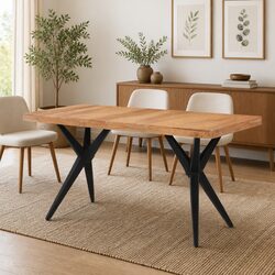 Industrial Dining Table 140x70x76cm Solid Acacia Wood