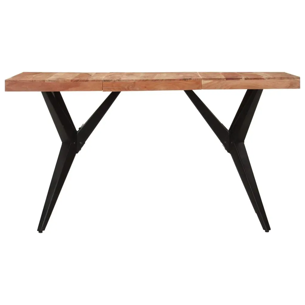 Dining Table Solid Acacia Wood Industrial Style 140x70x76cm Black
