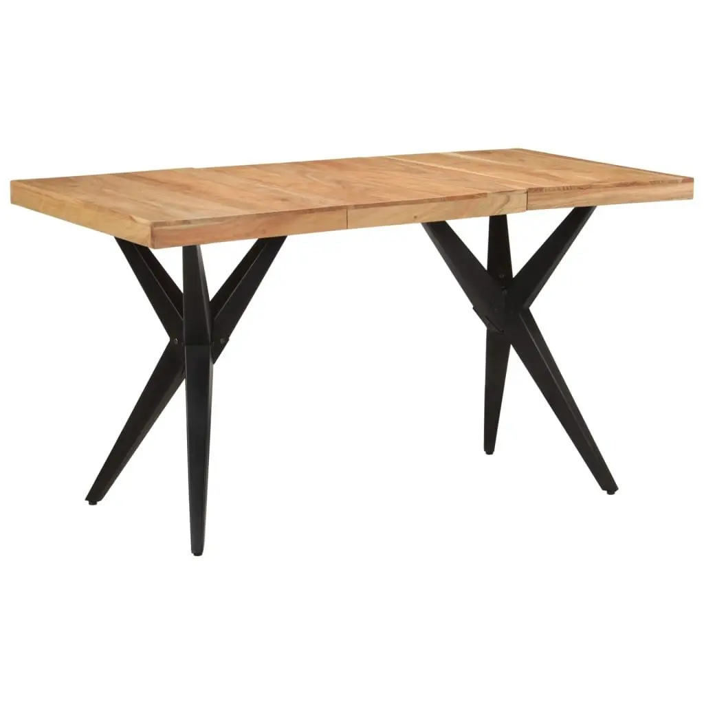 Dining Table Solid Acacia Wood Industrial Style 140x70x76cm Black