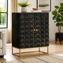 Industrial Design Solid Mango Wood Storage Sideboard
