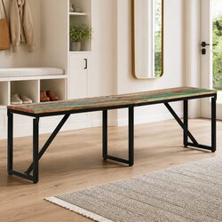 Industrial Reclaimed Wood Bench with Iron Frame 160x35x46 cm