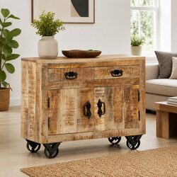 Solid Mango Wood Sideboard Cabinet 80x30x65 cm