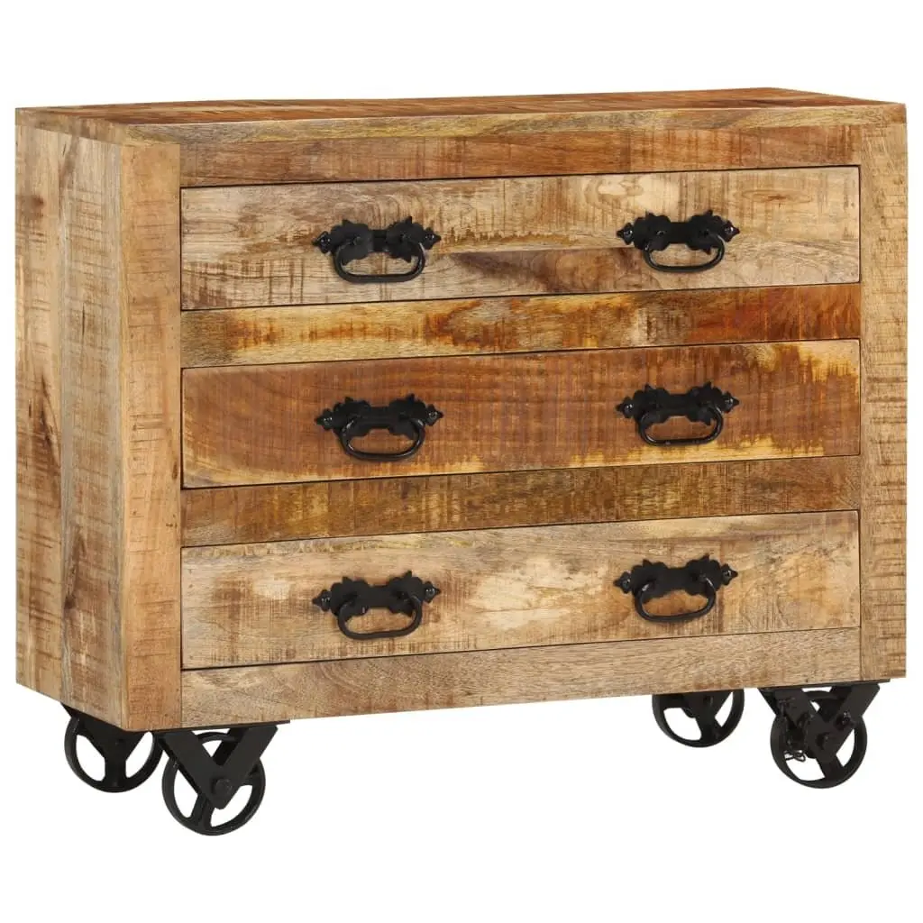 Sideboard with 3 Drawers Solid Mango Wood Storage Cabinet Brown